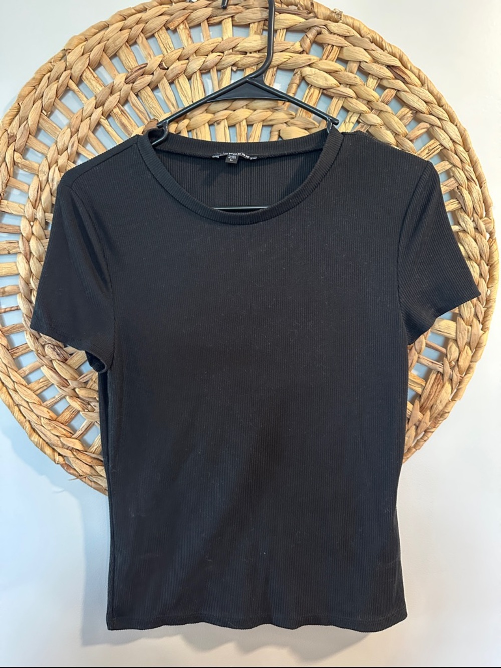 Express Black Ribbed Short-Sleeve Tee